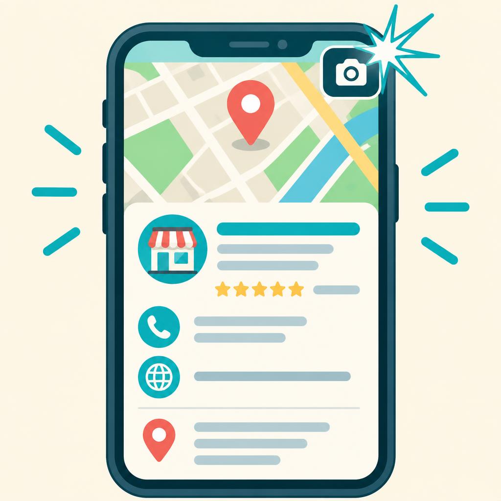 Phone showing a business listing being screenshotted